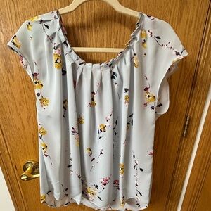 LC Lauren Conrad Floral Blouse - Light Blue and Yellow